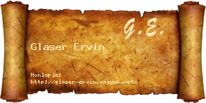 Glaser Ervin névjegykártya